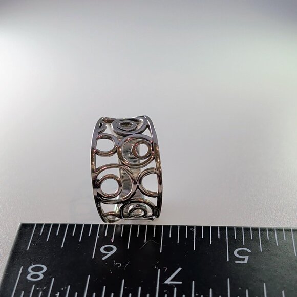 Sterling Silver Openwork Circle Design Band Ring Size 8.75 - Picture 6 of 10